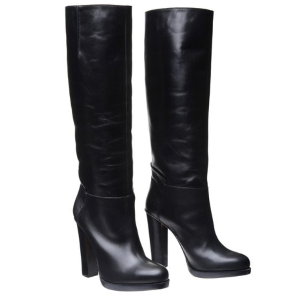 NWOB 7 Lucchese Milla Tall Platform Black Boots